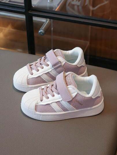 Zapatos de lona estilo coreano para niños, zapatillas casuales con bloques de color y para niños y niñas, suela suave antideslizante para niños pequeños, diseño clásico