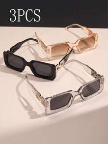 1 副超大号黑色 Y2K 风格时尚眼镜，适合夏季海滩篝火晚会、派对、礼物、复古街头服饰、驾驶、户外旅行、聚会、舞台表演、海滩配饰 - 黑色 - 查看 6