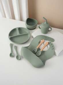 1pc/2PCS/8PCS Custom Baby Tableware Print On Demand Baby Bowl Plate Dishes Personalized Customization Name Baby Bib Soft Baby Spoons And Forks Solid Color Baby Sippy Cup, Son, Daughter,Christmas Gift