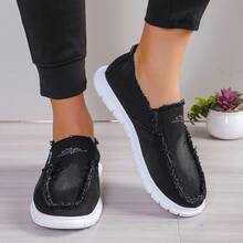 Women Casual Canvas Shoes Lightweight Comfortable Walking Sneakers BreathableFashion Athletic Footwear For Daily Wear - 黑色 - 查看 2