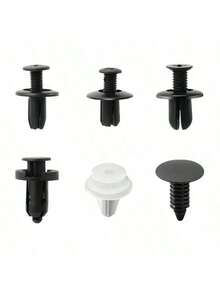 100pcs/Set Car Clips, 6 Universal Sizes, Black Nylon Material, Bumper Fasteners + Grommets + Clips, Car Fastener Accessories
