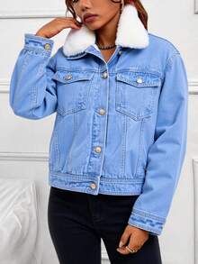 Women Denim Jackets & Coats - Baby Blue - View 2