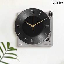 2D Flat, 1pc Modern Style Music Player Wall Clock, Super Silent Quartz Movement, No Ticking, Suitable For Living Room Music Room Bedroom Kitchen Coffee Bar Decoration, Perfect Gift And Festival Decoration - Multicolor - View 11