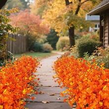 20 paquetes de flores artificiales para decoración al aire libre, plantas de plástico falsas resistentes a los rayos, arbustos de flores falsas para primavera, verano, jardín, porche, ventana, decoración del hogar, color mixto - Naranja Amarillo - Ver 7