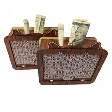 Wooden Piggy Bank, $5000&$10000 Challenge Coin Cat Piggy Bank, With Currency Target And Numbers, Including Whiteboard Pen, Christmas Gift - Multicolor - View 2
