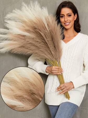 100/50/30/20/10/3/1 Pasto de Pampa Falso, Pompas, Pasto de Pampa, Pasto de Pampa para Florero de Piso, Decoración de Pasto de Pampa para Relleno de Florero, Decoración Rústica Bohemia para el Hogar, Decoración de Boda y Fiesta, Día de San Valentín, Regalo de Cumpleaños, Graduación, Decoración de Otoño, Plantas Falsas