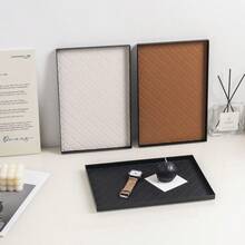 Luxury Faux Leather Storage Tray, Rectangular Design In Black, White, Brown Colors, Suitable For Bathroom Towel, Entryway Key, Fragrance, Cosmetic, Lipstick, Fragrance Storage, Living Room Desktop Storage Tray, Hotel Decor Back To School - Multicolor - View 8