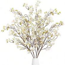 Artificial Cherry Blossom Flowers 4 Pcs Faux Cherry Blossom Stems Faux Silk Cherry Blossom Branches 41'' Fake Flowers Long Stems For Vase Arrangements Home Wedding Table Decor (Pink) KF - New White - 查看 1