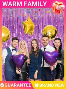 1-4m Purple Tinsel Curtain - Holographic Streamer Curtain,Luxury Stage Backdrop For Festival Rave Party With Glittering Effect, Perfect For Wedding Anniversary Birthday Corporate Event Christmas NewYear Halloween Disco Wall Hanging Decor - Purple - View 7