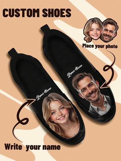 Women's Custom Photo Low-Top Loafers, Lightweight & Stylish Comfortable, Unisex All-Season Casual Wear, Customize Gift For Mom/Dad/Her/Him/Girlfriend/Boyfriend/Wife/Husband/Friend