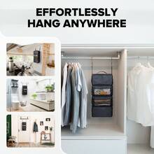 Vokelater Suitcase Organizer, Travel Luggage Organizer Hanging Shelves Packing Cube Closet/Collapsible Portable Travel Organizer For Carry-On, Small, Black