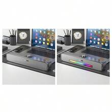 Lenovo Altavoz subwoofer B02 con dos controladores, sonido estéreo, graves potentes, altavoces para juegos, cambio de modo con un solo toque, botones táctiles luminosos, iluminación RGB, cable negro mate. - Cableado negro mate - Ver 6