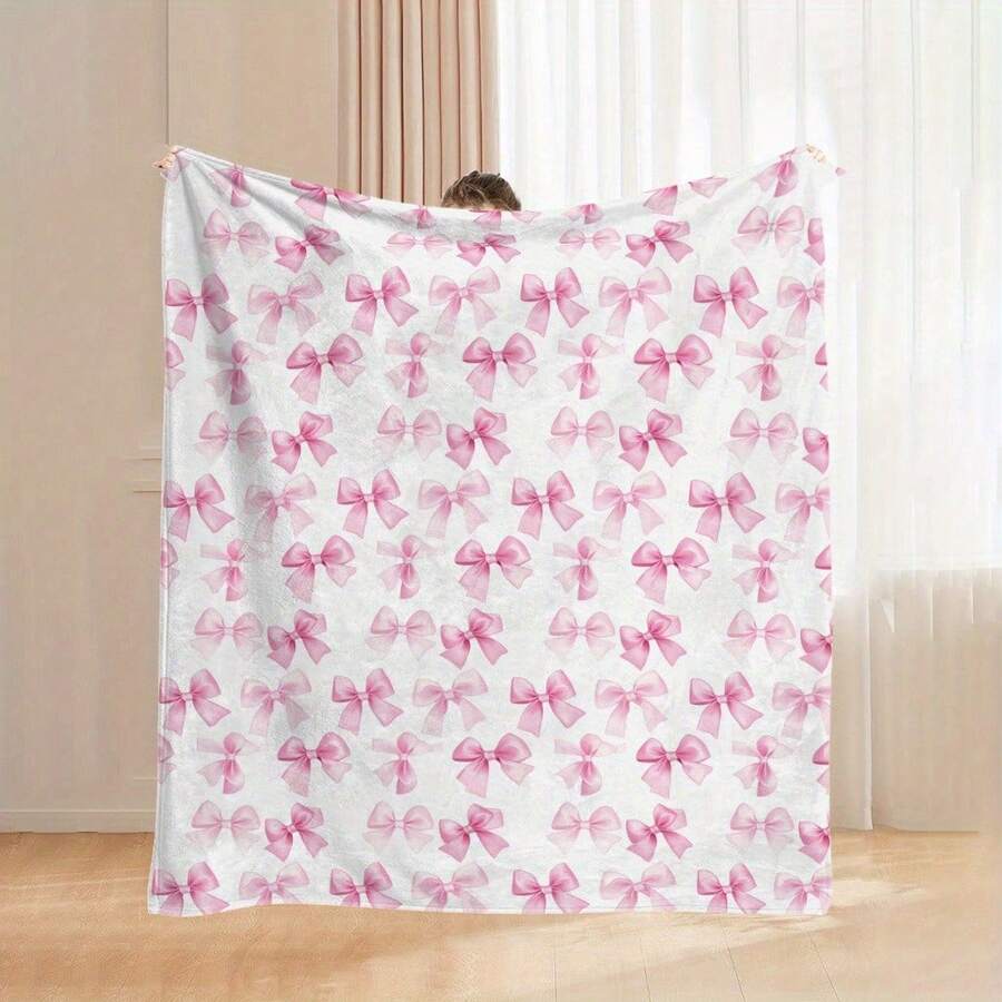Bowknot Prints Ultra-Soft Flannel Throw Blanket Digital Printing, 280gsm, All-Season Comfort Polyester Blankets Great Gift For Friend, Family, Wedding, Birthday,Warm,Soft,Comfortable,Cozy Personalized Ideal Gifts For Him,Her,Boyfriend,Girlfriend,Dad,Mom,Family,Friends,Pets ,For Anniversaries,Valentine's Day,Mother's Day,Birthdays,Father's Day,Weddings,Graduation,Christmas,Housewarming Sofa,Bed,Car,Bedroom,Living Room,Office,Outdoor Camping,Beach,Wall Decoration - 多色10 - 查看 1