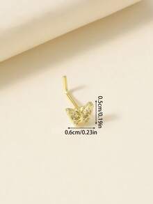 1 chiếc khuyên mũi hình bướm chữ L mạ vàng 14K, nặng 20g, kiểu dáng dễ thương dành cho nữ. - Đinh vít mũi chữ L - Xem 4