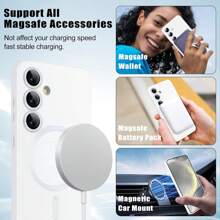 适用于三星 Galaxy S24 S25 S22 S23 Ultra Plus S20 S21 FE Note 20 A35 A55 A05 A15 的奢华磁吸手机壳，采用柔软的 TPU 材质。 - 白色 - 查看 5