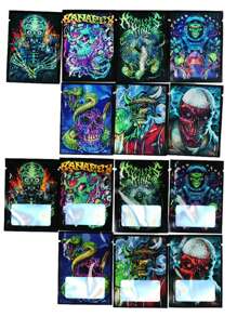 100pcs Smell Proof Mylar Bag,Resealable 1g Flat Zipper Bag,Mix Designs 6*8 Cm Mini Zip Lock Plastic Bags,Aluminum Foil Candy Gummies Packaging Pouch With Window