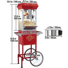 Popcorn Maker 8 Oz Popcorn Machine With Cart 850W 48 Cups Red - 查看 10