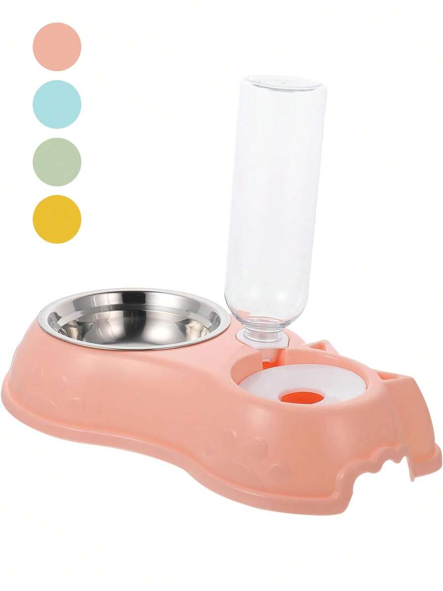 2-In-1 Cat & Dog Bowls, Pet Water & Food Bowls Set With Automatic Water Dispenser And Removable Stainless Steel Bowls, Suitable For Small Dogs & Cats, Puppies & Kittens - Multicolor - View 1