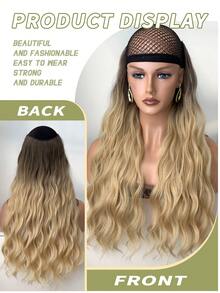 Peluca sintética de 24 pulgadas con ondas naturales en degradado en forma de V, de material resistente al calor, adecuada para mujeres, niñas, fiestas y uso diario - Multicolor - Ver 12