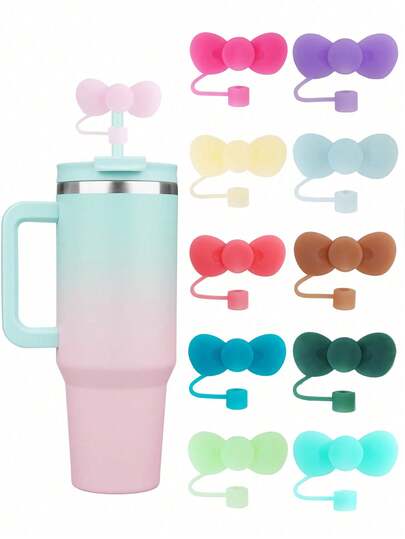 1pc Silicone Straw Lid, Fits 30oz & 40oz Cups With Handle, 10mm Cute Straw Tip, Unisex, Suitable As Gift
