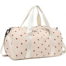 BLUBOON Bolsa de lona para niñas y niños, bonita bolsa de gimnasio con compartimento para zapatos y separación para objetos húmedos, impermeable, para deportes durante la noche - Pana de fresa - Ver 4