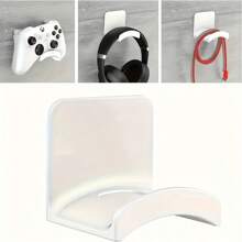 1pc/2pcs Contemporary Wall Mount Utility Hooks, Plastic Headphone Hat Holder, Easy Install, No Drill Desk Underneath Hook For Gaming Headset Display