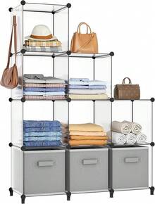 HOMIDEC Closet Organizers And Storage, 16 Cube Storage Organizer, Closet Organizer Bookshelf Cubes Shelves For Clothes, Bedroom, Kids Room, Bathroom, Wardrobe, Garment Racks, White - 透明的 - 查看 13