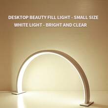 Luminária de LED estilo meia-lua moderna, acabamento em metal fosco, com alimentação USB, para manicure, extensão de cílios, tatuagem e cuidados com a pele, com controle por botão e cúpula de plástico - inclui vários componentes, cor sólida, sem necessidade de bateria