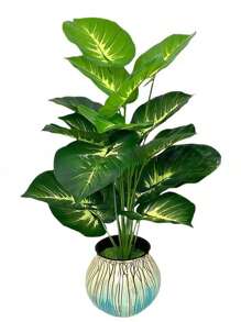 1/2 Piece Large Realistic Money Plant Leaf - Wide Leaf Plant Decor Design, Create Green Wide Leaf Tropical Rainforest Style Decorative Tree, Suitable For All Seasons, Indoor/Outdoor Artificial Potted Plant, Applicable For Wedding, Hotel, Garden, Yard, Photography Setup, Etc.