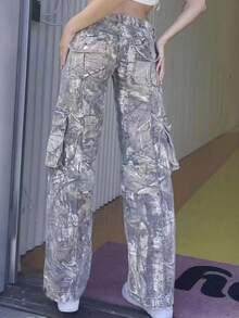 Women's New Autumn Cargo Pants Hot Girl Camouflage Pants Straight Leg Loose Lowpantalones Jeans De Mujer Women - 軍綠色 - 查看 5