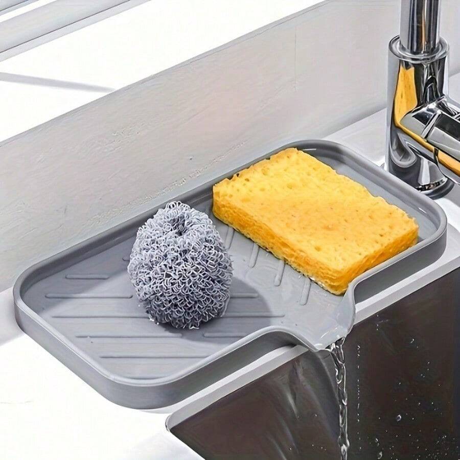 1/2/3 Pcs Of Gray Cleaning Drain Pad, Easy To Store And Use,Suitable For Daily Household Kitchen Cleaning, Essential For Home Use Water Accumulation Water Guide Pad For Brush, Sponge, Soap, And Cup Holder Storage With Drainage Hole