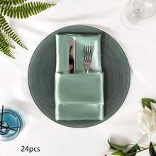 8/24pcs Square Satin Dinner Napkins, Silky Soft Smooth Decorative Napkins, Suitable For Restaurant, Wedding, Party, Home, Celebration, Christmas, Thanksgiving, Halloween Decor - Multicolor - View 20