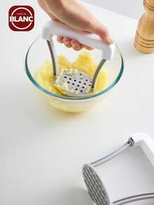 1pc Potato Masher, Manual Potato Squeezer With Wavy Pattern, Kitchen Gadget For Mashing Potatoes,Vegetable Fruit Tools,Kitchen Items,Cutter,Food,Salad,Decor,Storage,Party,Birthday. - White - View 2