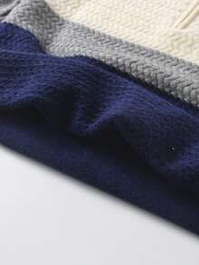 Tween Boys' Collegiate Striped Half-Zip Sweater, Small Stand Collar Knit Pullover Long Sleeve, Suitable For School, Everyday Wear, Spring, Autumn, Winter