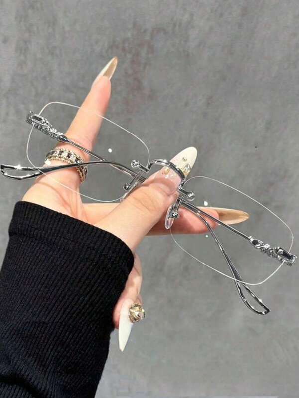 1 Pair 2025 Metal Minimalist Fashion Non-Prescription Glasses, Suitable For Reading, Office, Party, Fashion Item, Photography Accessory