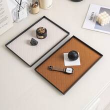 Luxury Faux Leather Storage Tray, Rectangular Design In Black, White, Brown Colors, Suitable For Bathroom Towel, Entryway Key, Fragrance, Cosmetic, Lipstick, Fragrance Storage, Living Room Desktop Storage Tray, Hotel Decor Back To School - Multicolor - View 7