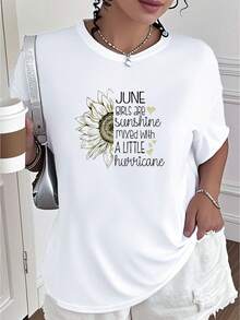 June Girls Are Sunshine Mixed With A Little-Shirt         Art Graphic Tees  Crop Tops Summer Outfits Women's-Shirt Summer Tops -Shirt - White - View 1