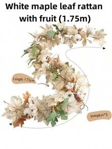 1 Peça Decoração de Outono - Guirlanda de Outono - Guirlanda de Folhas de Bordo, Abóboras e Bagas de 1,8m - Decoração de Ação de Graças, Halloween, Lareira, Fazenda, Colheita, Que Pode Decorar Varandas Externas e Internas da Família, Decorar Guirlandas para Festas Sazonais, Simular Folhas de Bordo no Festival da Colheita e Viver em Vinhas de Folhas de Bordo de Outono em Casa para o Dia de Ação de Graças.