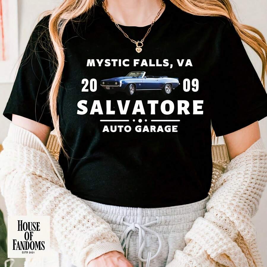 Chemise Vampire Diaries, Mystic Falls, , Damon Saatore, Équipe Damon, Stefan Saatore, Chemise Vampir58 - 黑色3 - 查看 1