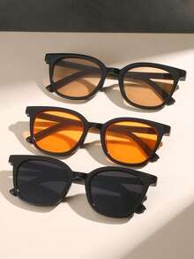 1 par/2 pares/3 pares de gafas de sol de diseño cuadrado extragrande exquisito y de moda para mujer en color marrón, adecuadas para ambiente de vacaciones, festival de música electrónica, actividades al aire libre, viajes, accesorios de verano, playa, atuendo de festival, vacaciones, golf, senderismo, deportes, estilo callejero, fiesta, salida familiar, salir, pesca, conducir - Multicolor - Ver 12