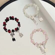 1pc Rhinestone Butterfly Cat Eye Stone Bracelet, Aquamarine, Moonstone, Natural Crystal Bracelet, Versatile Accessory, Girlfriend Gift, Butterfly Bracelet, Minimalist Design, Moonstone Bracelet, Student Gift, Suitable For Back To School, Halloween, Christmas (No Card Included)