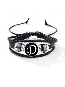 suteyi Bracelet en cuir PU personnalisé avec lettre, fait main, mode et élégant, perles de verre, lettre plaquée blanc, confortable à porter, convient aux personnes de 15 ans et plus - Noir - Voir 33
