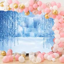 1pc,2D Flat World Photography Background, Christmas Winter Ice And Snow Crystal Pendant World Background, For Photo Studio Prop Background