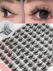 100pcs/Set 11-13mm C Curl 3D False Eyelashes, High Volume DIY Eyelash Extension, New Natural Anime Cosplay Reusable Lasheslash Clusters,Eyelash Clusters,Individual Eyelashes,Lashes,Fake Lashes - C - View 8