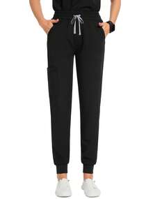 Fitglam Women's Scrub Jogger Pants Lightweight Nurse Uniform With 5 Pockets - 黑色 - 查看 5