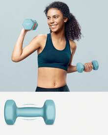 SONGMICS Dumbbells Set Of 2 Dumbbells Hexagon Neoprene Coating Strength Training Workout Fitness Training Home - Blue - View 3