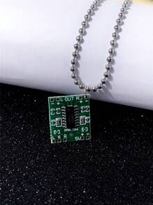 1pc Cyberpunk Style Circuit Board Pendant Necklace With Stainless Steel Chain, Suitable For Music Festivals, Parties, And Daily Wear - Multicolor - View 16