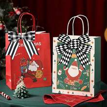 1pc 6cm*5m Black & White Plaid Decorative Ribbon, Black & White, Red & White Striped DIY Gift Box Packaging Trim With Iron Wire, Christmas Tree Decor Accessory, Home Decor - Multicolor - View 6