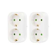 CILIA 1/2pcs Schuko Adapter Socket Wall Outlet Splitter, 250V/16A Space-Saving Multiple Socket, Adapter For Office/Home