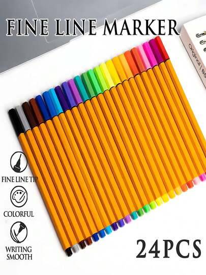 Canetas Fineliner de ponta fina de 0,5 mm com 48/24 cores, canetas de contorno coloridas, materiais de volta às aulas, materiais de arte, marcadores coloridos para estudantes, adequados para anotações, canetas para colorir diários, marcadores de texto, canetas aquarela, ferramentas para esboços ao ar livre, presentes para estudantes, presentes escolares, materiais para professores, materiais didáticos, materiais de arte, presentes de Natal e Halloween